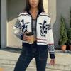 Cardigan Pulover Tricotat cu Fermoar pentru Femei, Toamnă Iarnă, Model Geometric