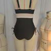 1011 European and American sexy gang V-shaped one-piece swimsuit swimsuit bikini lace-up color scheme women's swimsuit