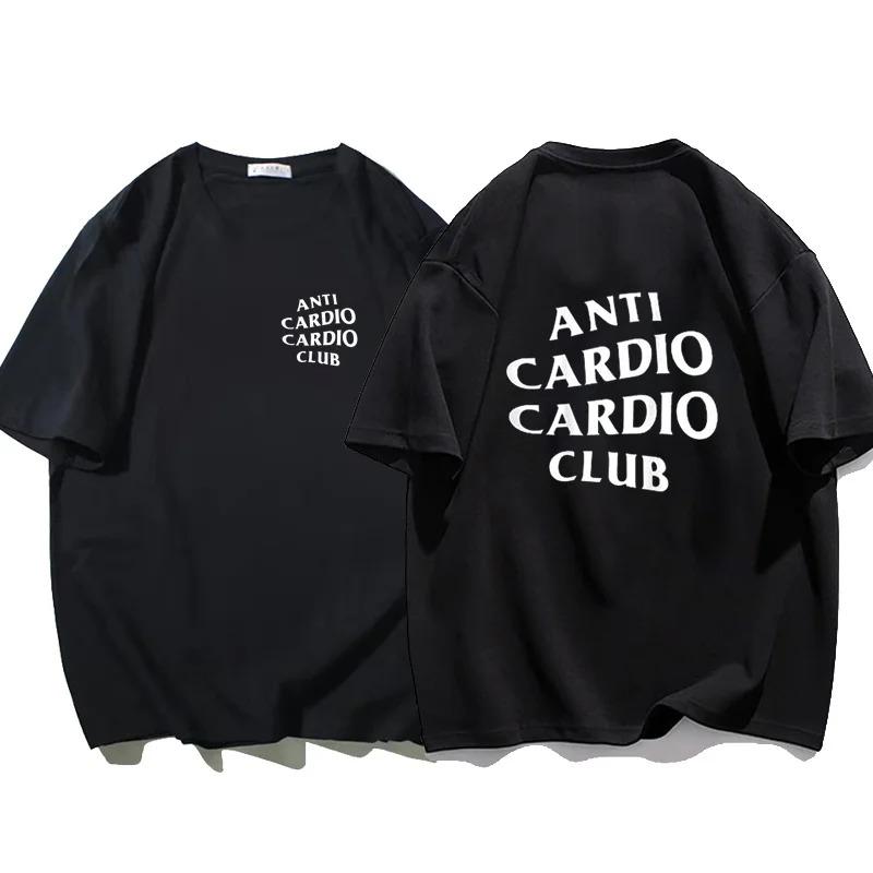 

Мужская одежда больших размеров футболка Anti Cardio Club Gym Life Letter Print Футболка из хлопка для женщин футболка большого размера для мужчин Лето XXXXL