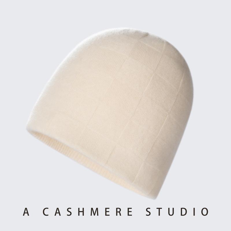 Autumn and Winter Double-strand% Pure Cashmere Knitted Hat Men's and Women's Retro Warm Casual Versatile Square Hat