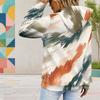 Women Plus Size Navy Blue Printed Long Sleeve Drawstring Hoodie With Kangaroo Pocket