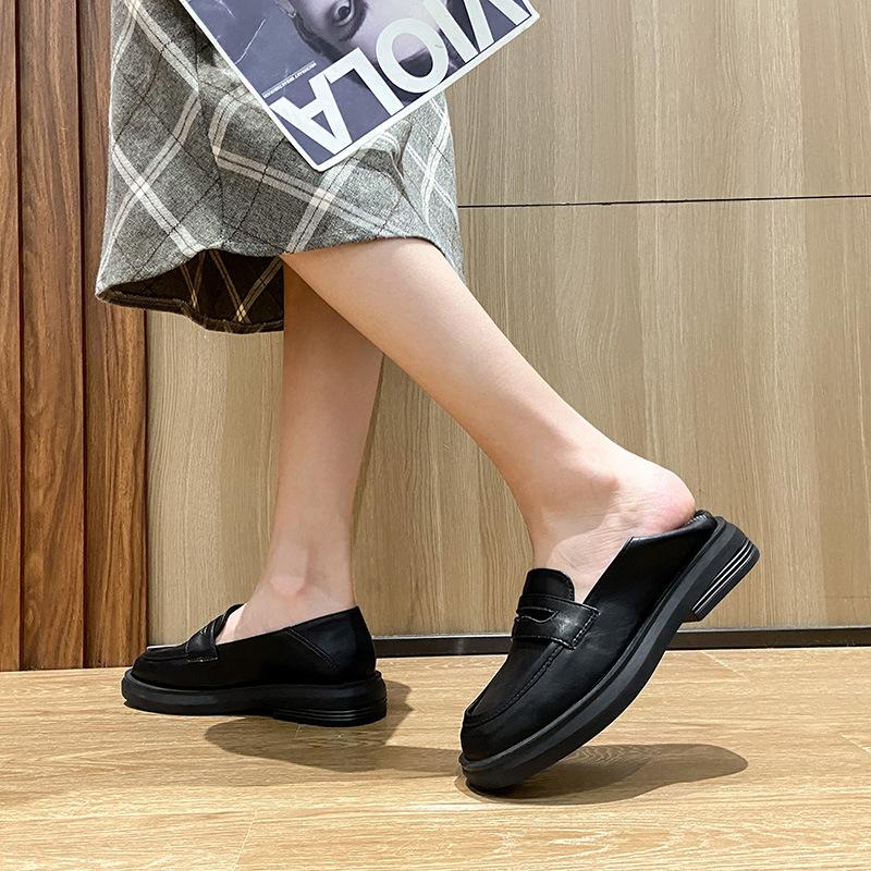 Fashion 2025 Preppy Women Small Leather Shoes Winter Cotton Fur Flats Warm Slip On Loafers Traf Ladies Thick Heel Oxfords Big Size 34-44