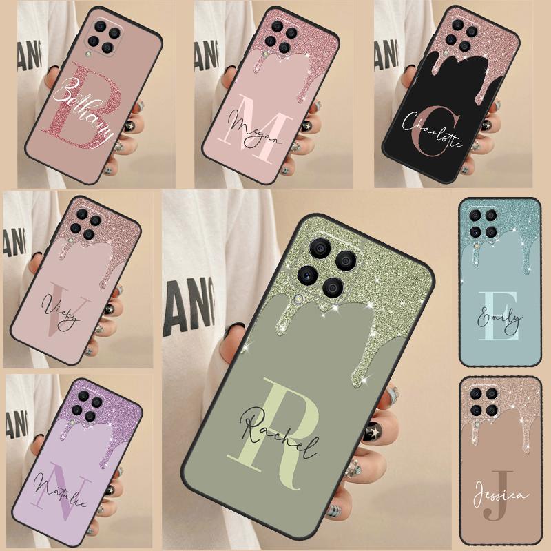 Personalised Name slim glitter Cover For Samsung Galaxy M14 M34 M54 M11 M12 M22 M32 M52 M13 M23 M33 M53 M51 M30s M31s Case