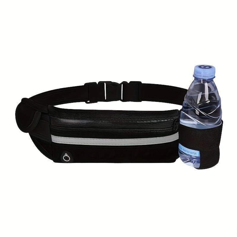 Reflective Multi-Functional Running Waist Bag with Phone Pocket and Bottle Holder, Zipper Closure, Durable Polyester - Ideal for Hiking