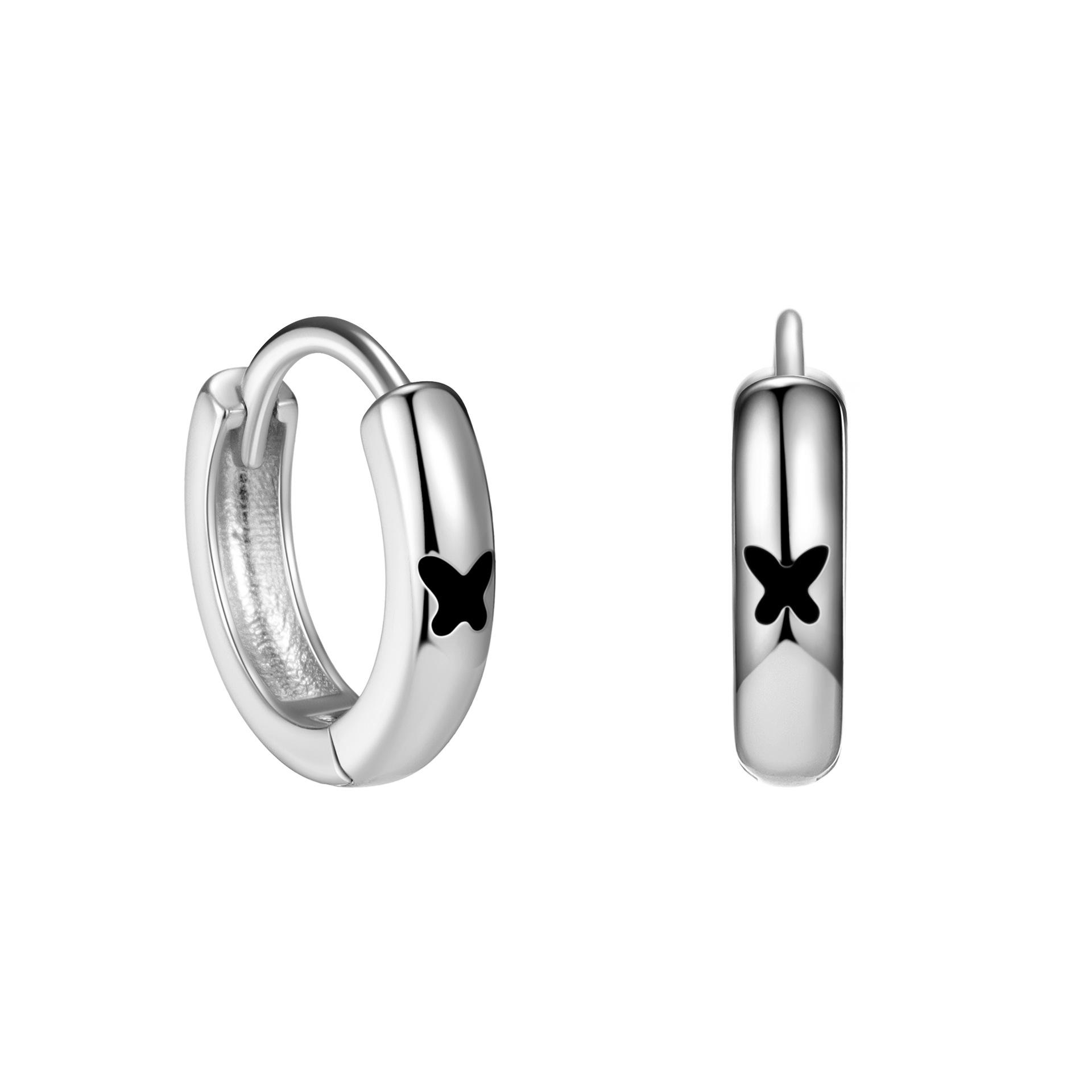 

Real 925 Sterling Silver Multicolour Enamel Hoop Earrings butterfly Ear Buckles For Women Original Design Fine Jewelry