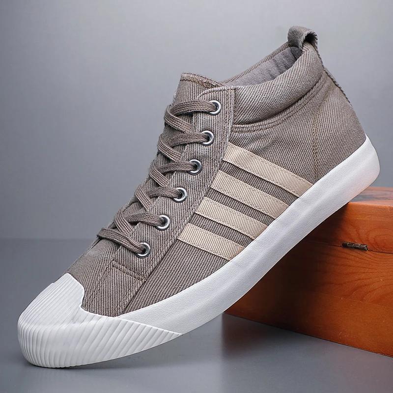 Men's Canvas Shoes Outdoor Walking Non-slip Casual Shoes 2024 Fashion Breathable High Top Men Sneakers Summer New Sport Shoes