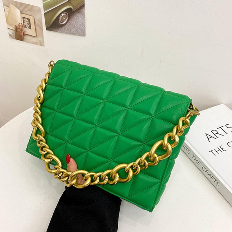 Soft Gold Metal Chain Pu Leather Armpit Retro Shoulder Small Square Bag Top Quality Luxury Brand Crossbody Bag For Woman