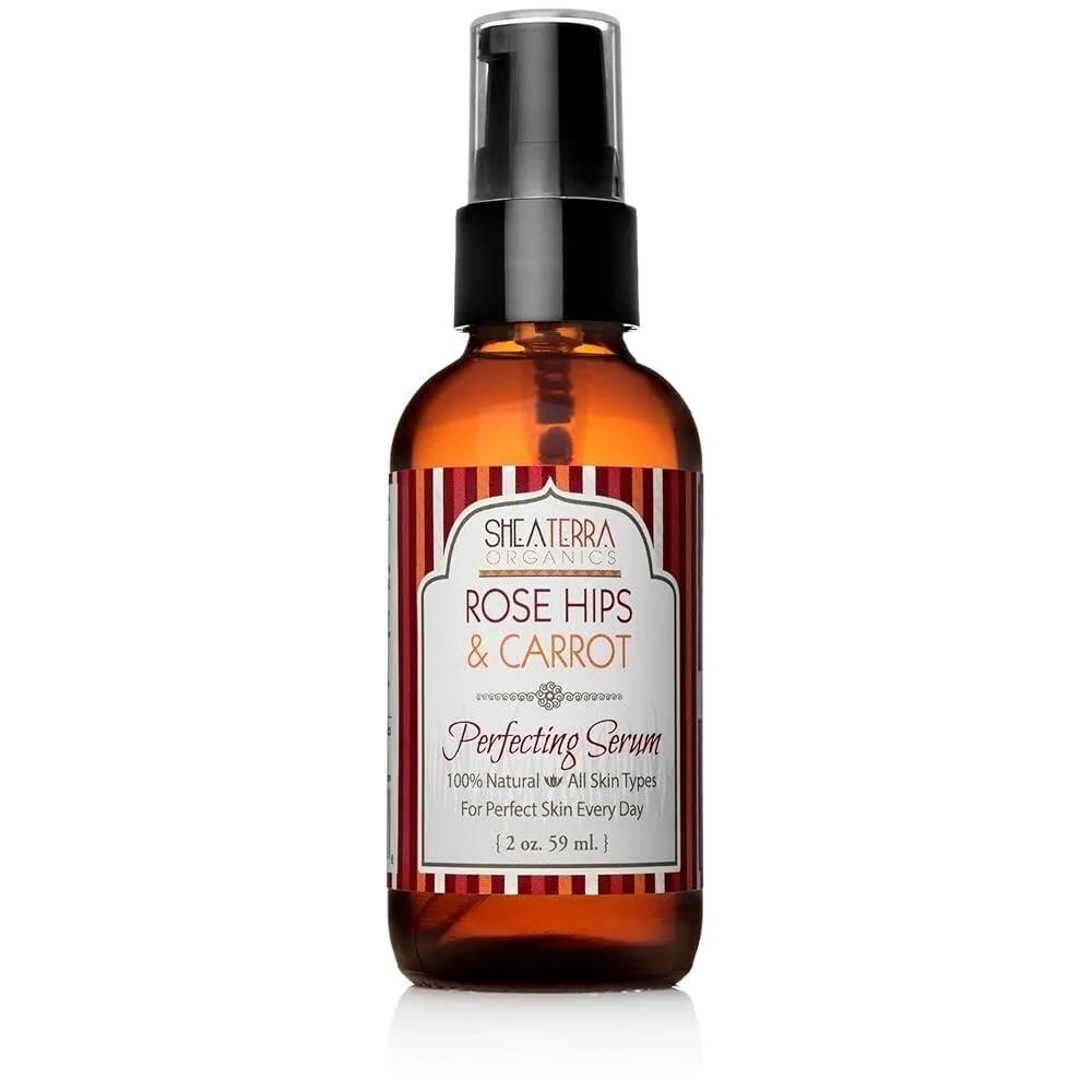 

Shea Terra Rosehip & Carrot Perfecting Rum, a nutrient-rich oil containing A and E beta-carotene for clear, radiant, youthful skin.