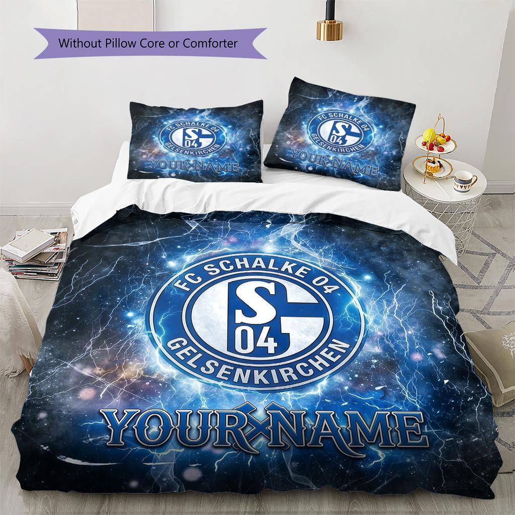 Custom Name Schalke 04 Pattern Bedding Quilt Set  Home Decoration  Gift (1 * duvet cover + 2 * pillowcase  without core)