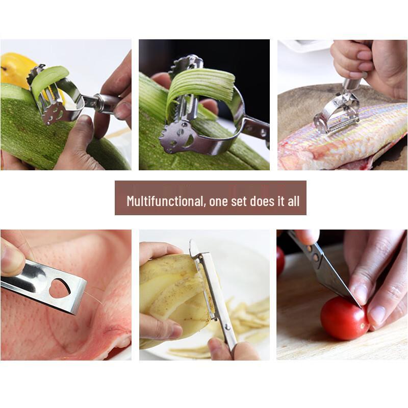 LONSAN Stainless Steel Kitchen Peeler & Knife Set (3-Pack)