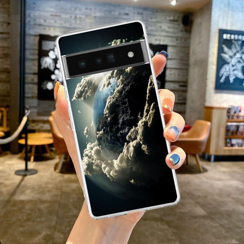 Earth Stars Space Phone Case For Google Pixel 9 8 7 6 Pro XL 8A 7A 6A 5 4 5A 4A 3A XL 5G soft Silicone Clear TPU Cover