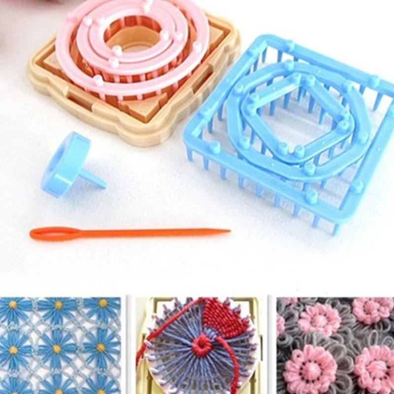 9pcs/ Set Flower Loom Petals Knitted Crochet Yarn Sewing Tool DIY Flower Pattern Maker Wool For Knitting Machine Scarf Socks