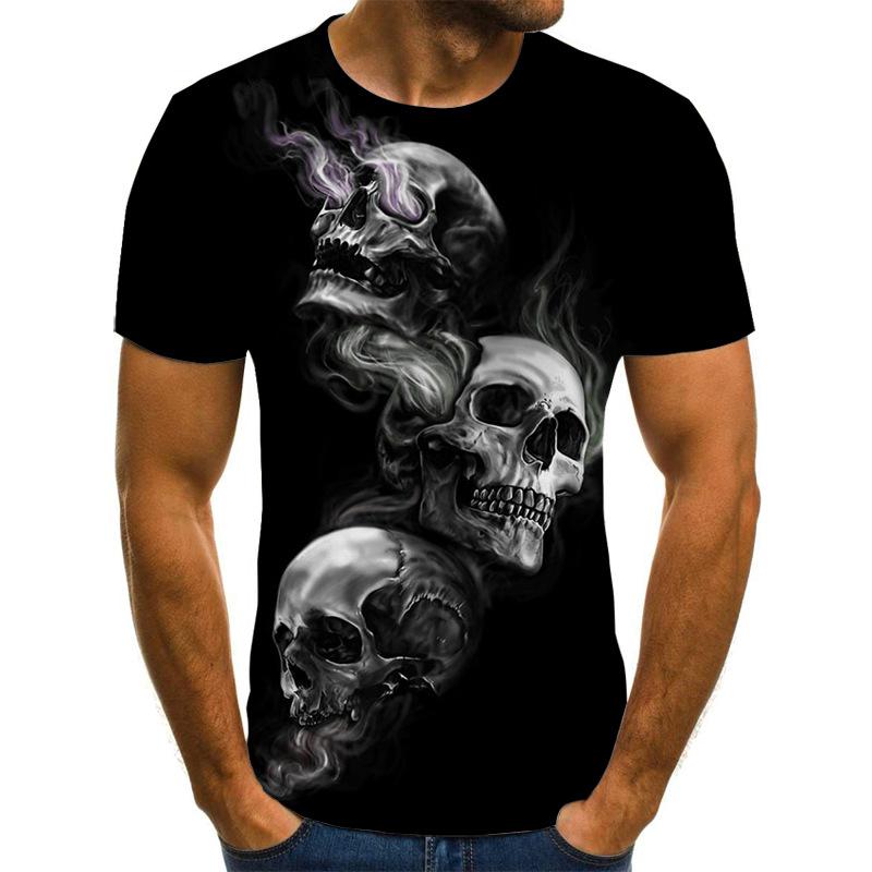 Spring Summer Casual Men's Clothing Cool Skull Image 3D Digital Printing Short Sleeved Men's T-shirt