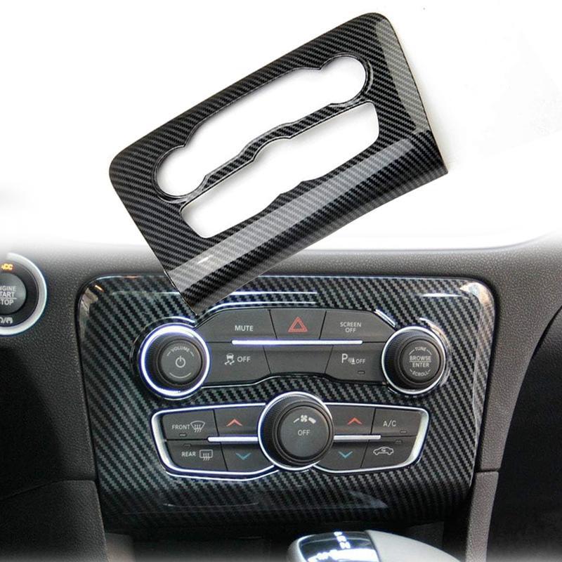 Car Central Control A/C Air Condition Panel Cover Trim For Dodge Charger 2015- Carbon Fiber Look Interior Accessories