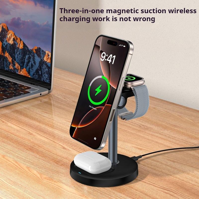 Nuovo caricabatterie wireless tre in uno per cellulare, supporto da tavolo, camera da letto, ricarica wireless adatto per telefono cellulare Apple Huawei