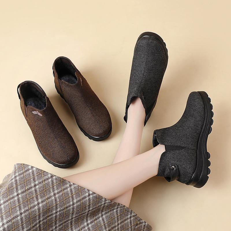 2024 New Autumn and Winter Warm Snow Boots Velvet Fashion Women's Casual Short Boots One-pedal Mother Shoes Women's Cotton Shoes