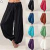 Pantaloni Harem da donna taglie forti Pantaloni lunghi casual Pantaloni da yoga larghi larghi tinta unita Pantaloni da donna in cotone e lino per il tempo libero