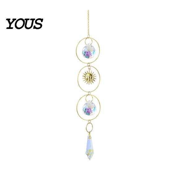 Sun Catcher Pendant Faux Crystal Suncatcher, Colorful Prisms Window Hanging Catcher, Moon Suncatcher Rainbow Maker Chain for Garden Home Decor Star