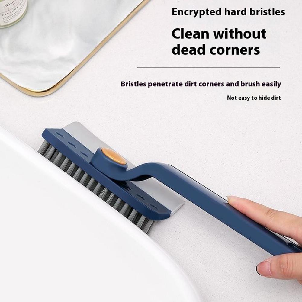 

Rotating Cleaning Brush Water Wiper Hard Bristles Bathroom Tile Crevice Cleaning Tool with Hair Clip Purple