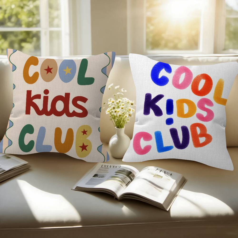 Modern Cartoon Cool Kids Club Cushion Cover Inches Farmhouse Decor Home Throw Pillow Covers for Couch Decorations