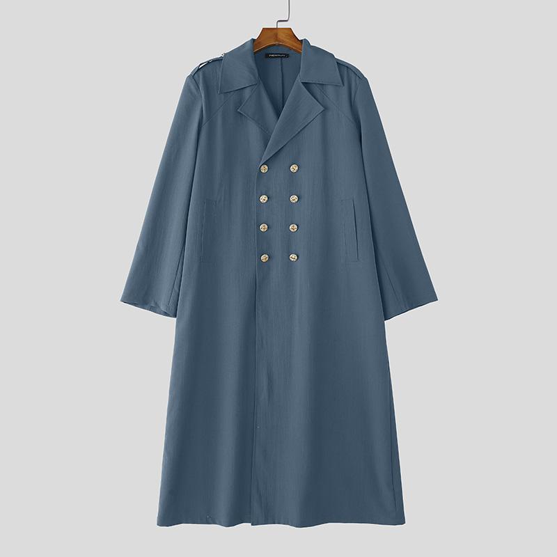 

INCERUN Осенние мужские двубортные плащи с длинным рукавом 5XL синий