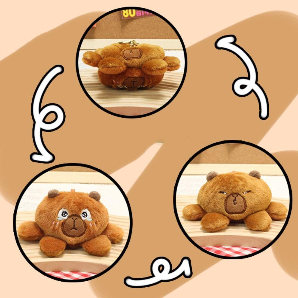 Double-Sided Plush Flipped Capybara Keychain Cartoon Capybara Doll Pendant  Birthday Party Decor