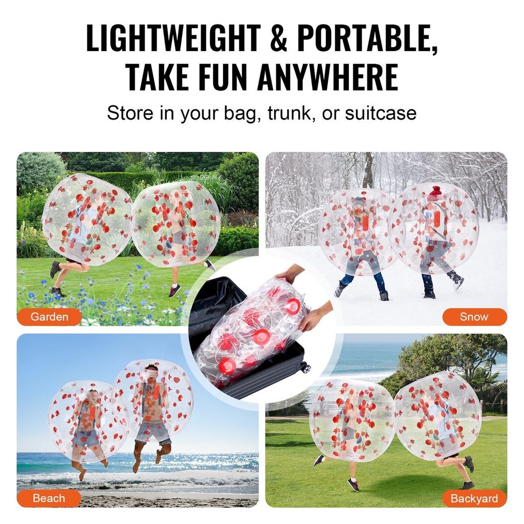 Inflatable Bumper Ball 1-Pack, 4FT/1.2M Body Sumo Zorb Balls for Teen & Adult, 0.8mm Thick PVC Human Hamster Bubble Balls for Outdoor Team Gaming