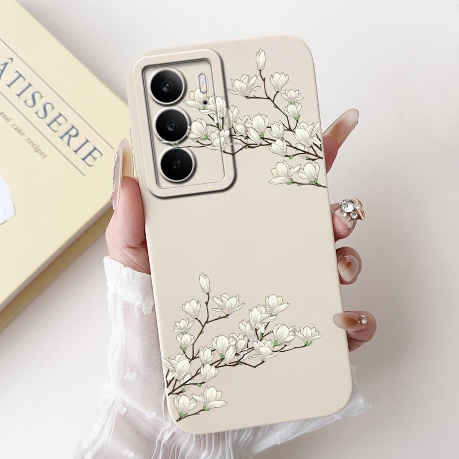 Pro telefon Realme C75 Pouzdro Tekutý Silikon Měkký Zadní Kryt Pro RealmeC75 4G Nárazník Drak Kočka Květina Motýl Luxusní Módní Taška