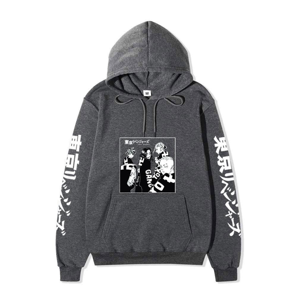 Tokyo Revengers Gang Group Unisex Fleece Hoodie Autumn Winter Black White Manga Print Long Sleeve Anime Pullover Sweatshirt