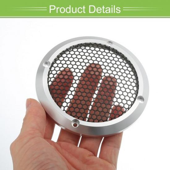 3.5" Speaker Grill Cover Mesh Subwoofer Guard W/ Screws Silver Tone Black