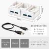 LIHIT LAB Computer Stand, Monitor Stand, USB, USB 3.0 Hub, White, 9.8cm Wide X 5.3cm Deep X 3.2cm High, for Desk Use Only, A7337-0