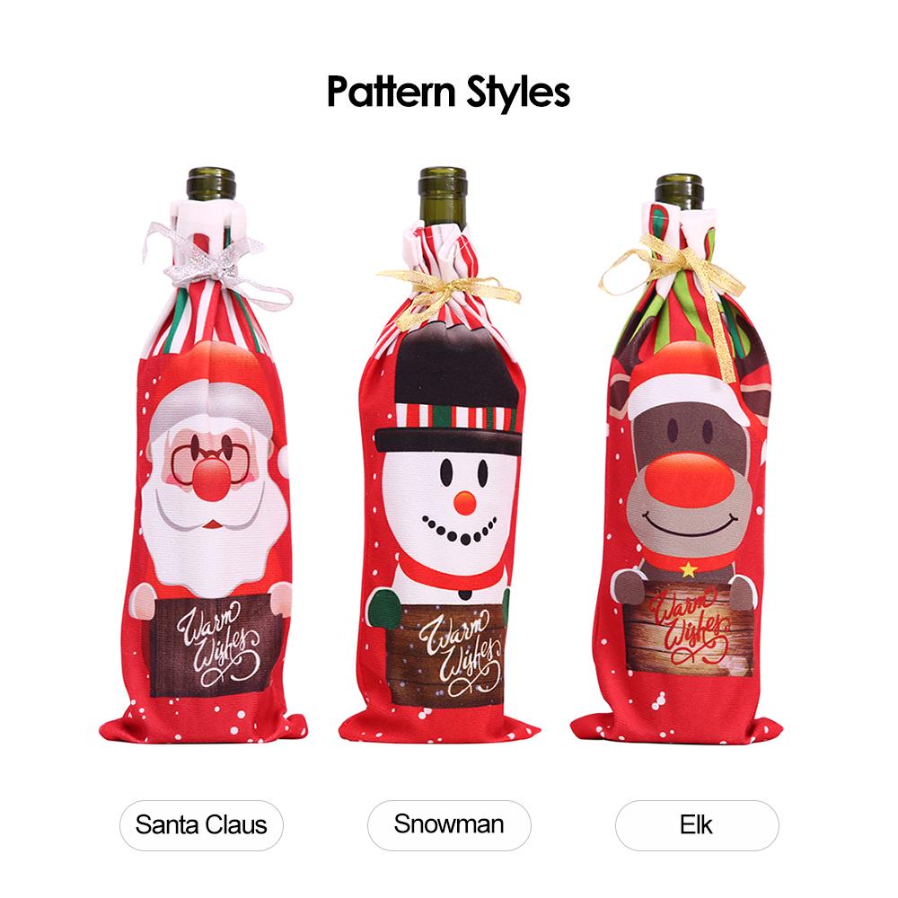Borsa per bottiglia di vino in stile natalizio con motivo stampato Babbo