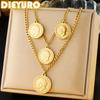 DIEYURO 316L Edelstahl Goldene Arabische Münze Doppellagige Halskette Für Frauen Trend Afrika Islamische Halskette Schmuck Geschenk
