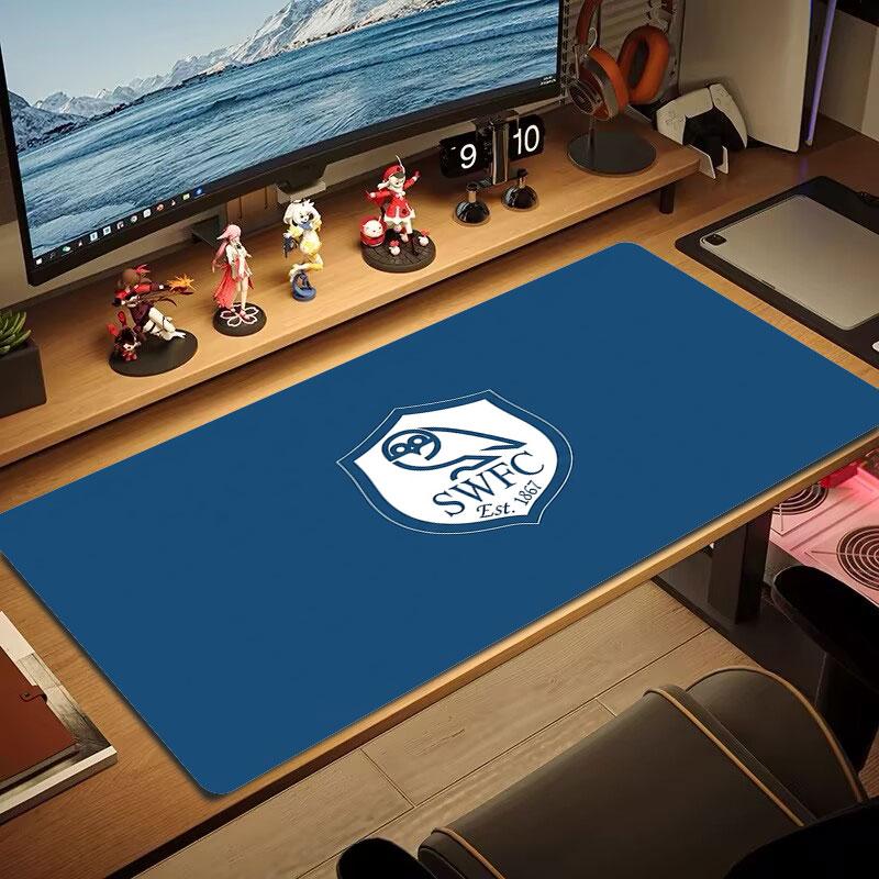 Blue White Owl Crest Large Size Mouse Pad Large Gaming Table Cushion Nonslip Laptop Tablet Big Mousepad Xxl Mat Mini Pc Playmat With Lock Edge