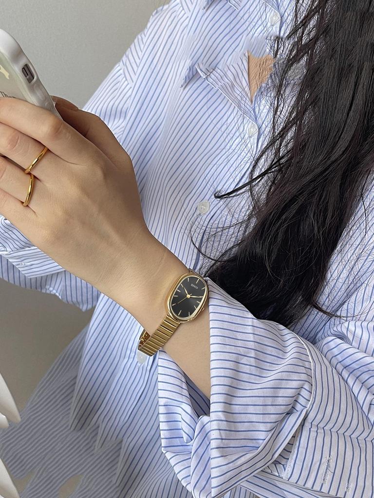 Retro Ovales Zifferblatt Stahlband Damen Koreanischer Stil Uhr