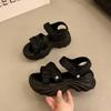 TUINANLE Sandalias de Tacón de Plataforma Gruesa para Mujer Verano Cuña con Hebilla Casual Cómodas de Color Sólido Sandalias de Playa