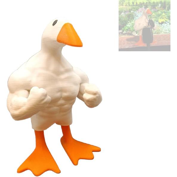 Fun Muscular Buff Duck Statue Ornament Cute Funny Muscle Goose Duck Sculptures Magnetic Key Holder Tool Organizer Holder Figurine Ornaments For Home