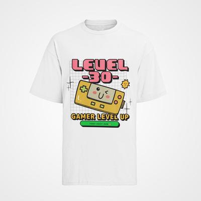 Personalisiertes Level UP Geburtstags Männer T-Shirt Baumwolle Pixel Funny
