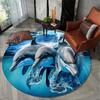 Dolphin Print Round Area Rug Non Slip Floor Mat Living Room Hotel Decor Ocean Theme Home Carpet