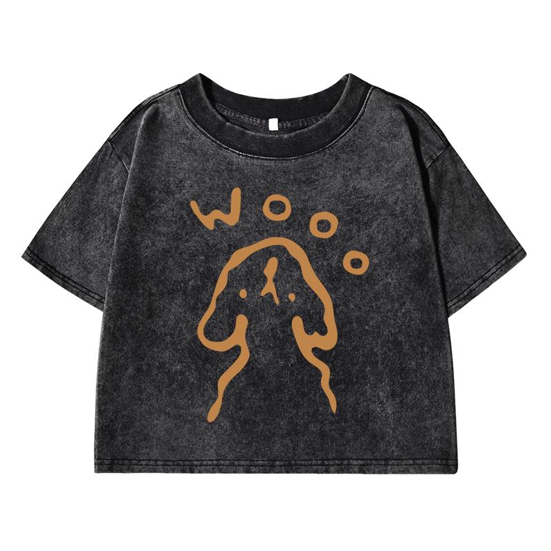 

Оригинальные модные женские футболки с принтом ретро щенка, выстиранная короткая одежда, уличные ретро крутые топы, открывающие живот XL