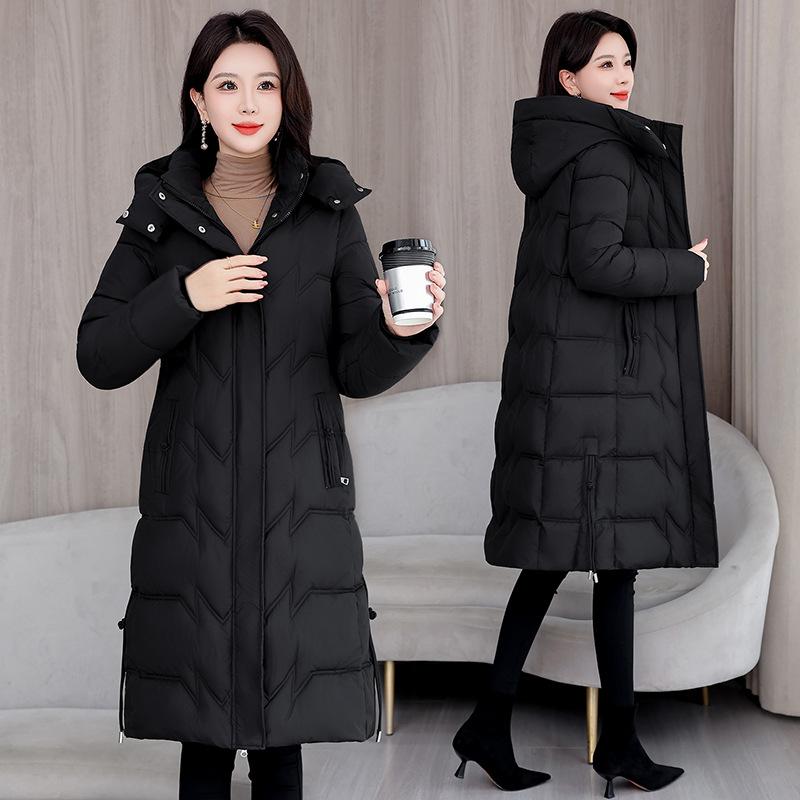 Giacca imbottita invernale da mamma media e lunga lunghezza al ginocchio giacca imbottita in piuma addensata moda invernale da donna di mezza età giacca imbottita calda