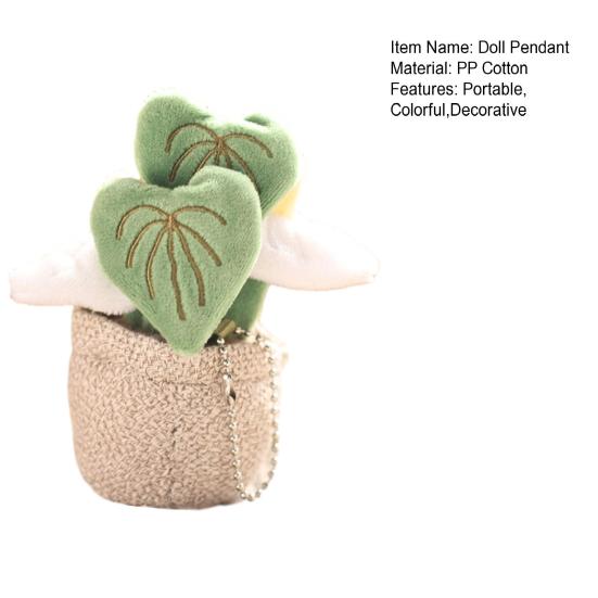 Mini Plant Doll Pendant Key Chain Small Potted Anthurium Plush Hanging Charm for Keys Backpacks