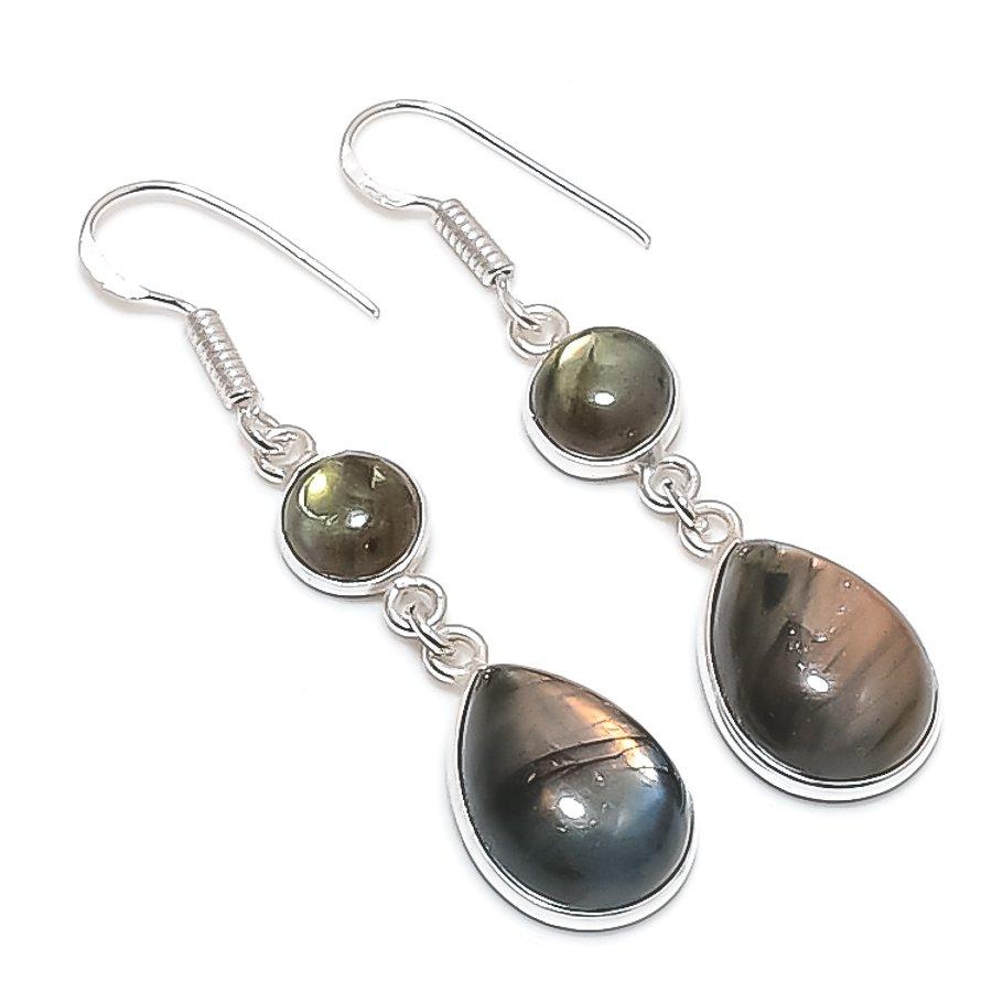 

Натуральный лабрадорит драгоценный камень 925 стерлинговое серебро ювелирное изделие серьга 2,05 P0j54