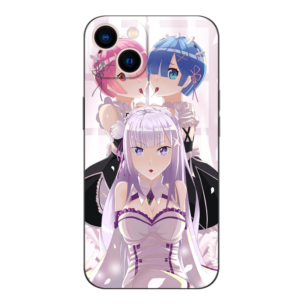 Black Tpu Case For Samsung Galaxy A03 SM-A035 A03 Core A03S A13 A23 LTE A33 A53 A73 4G 5G Ram Rem Anime Cartoon