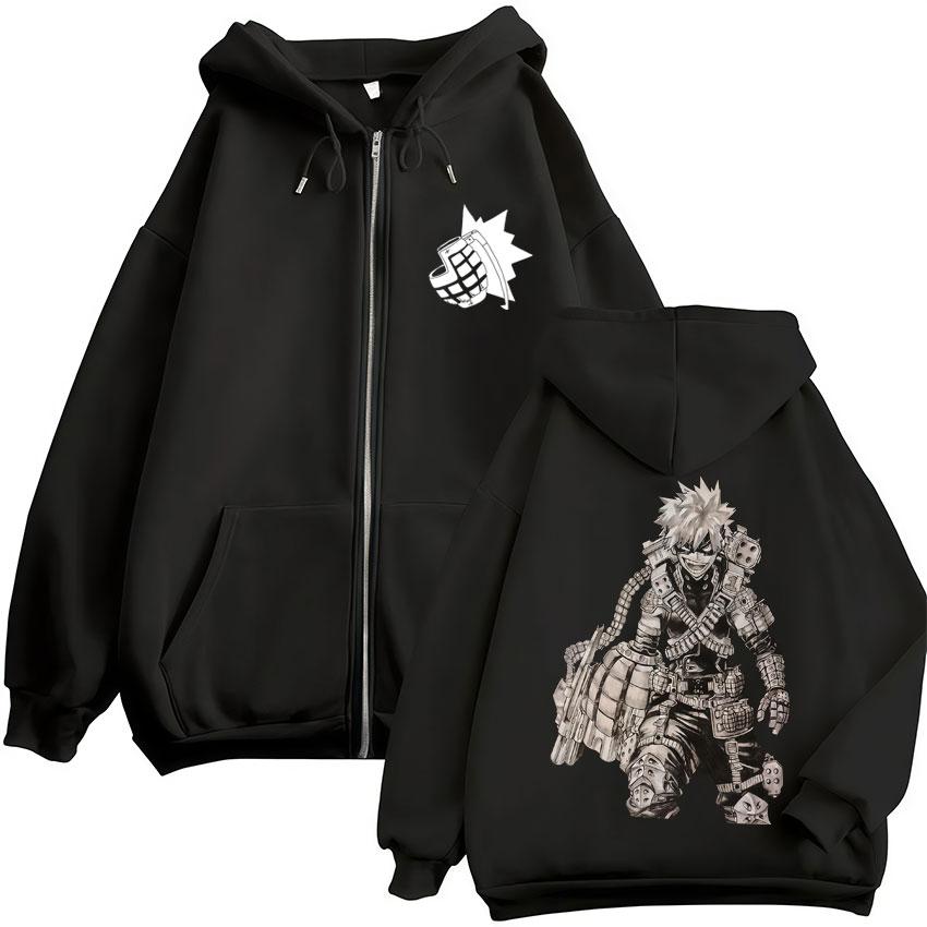 

Anime My Hero Academia Katsuki Bakugo Zip Up Hoodies Men Women Fashion Harajuku Hoody Sweatshirt Fleece Loose Jackets S