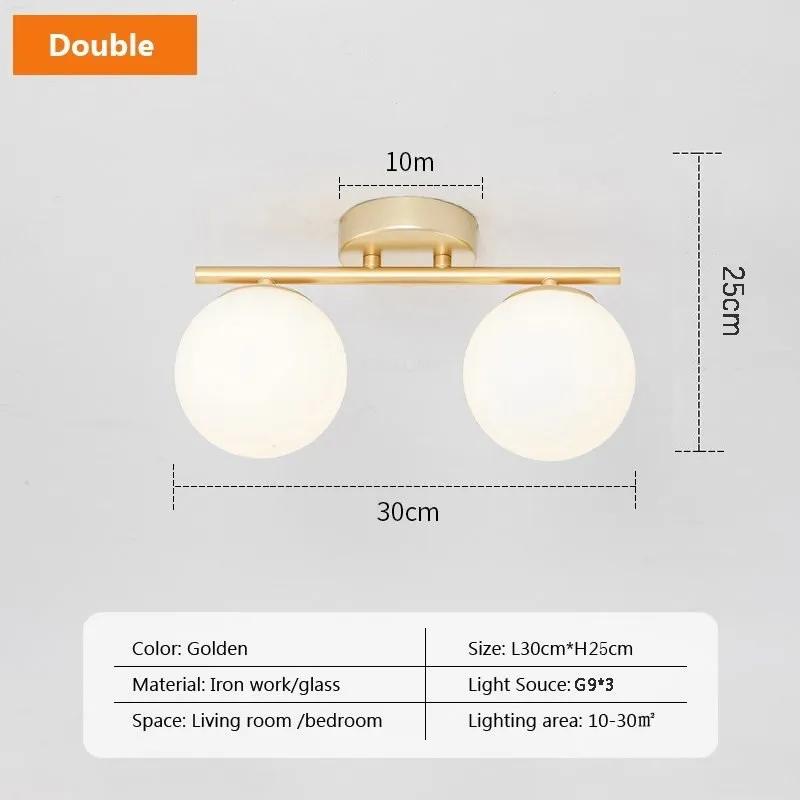 Nordic LED Glass Ceiling Light White Ball Creative Golden Corridor Lamp Entrance Cloakroom Balcony Bedroom Dining Room Lighting