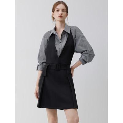 French Halter V-Neck A-Line Mini Dress