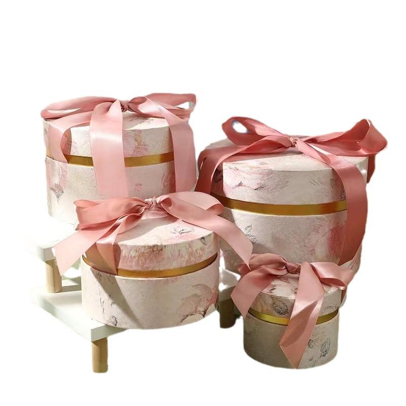 Round Candy Gift Box with Ribbon for Weddings and Guests