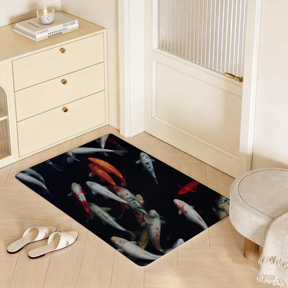 Animal A Koi Floor Mat Eco  Flannel Doormat Non Slip Odorless Indoor Floor Rug Soft Short Plush Home Mat