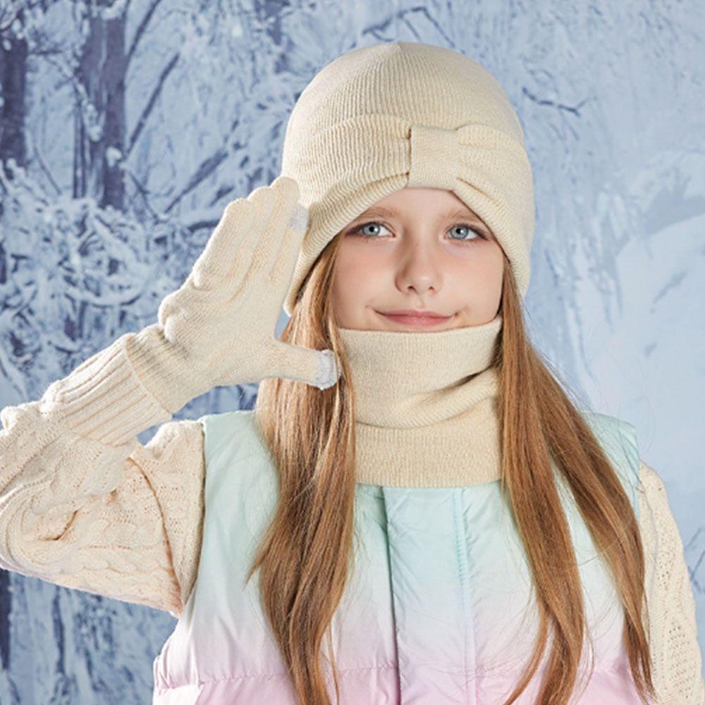 3Pcs/Set Solid Color Children Hat Scarfs Gloves Set Windproof Winter Kids Beanie Gift Set